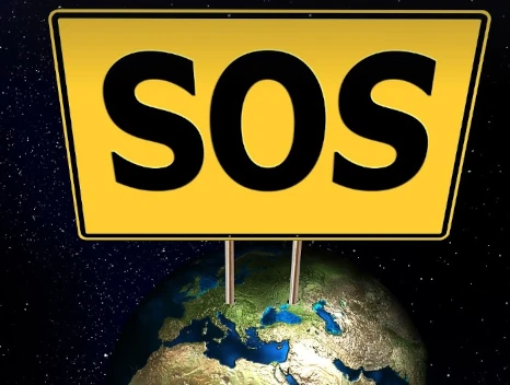 sos sign over earth