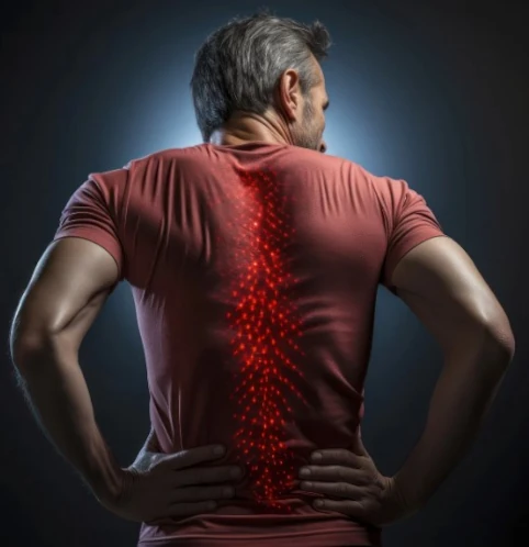 inflamed spine on man