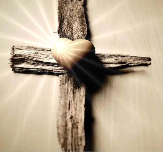 cross with 3D heart in center