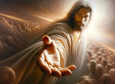 jesus holding out his hand